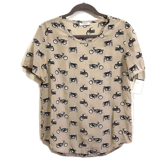 EQUIPMENT Femme Gray Silk Motorcycle Short Sleeve Shirt Top  Women's Size Small - Picture 2 of 9